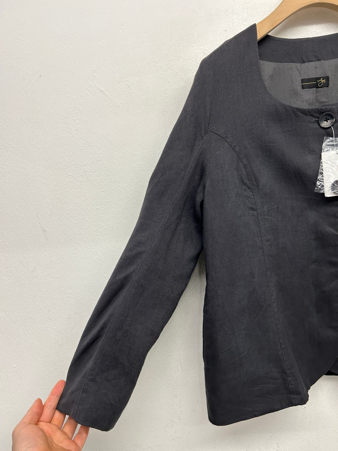 Aga 라운드넥 린넨 자켓 상품이미지3