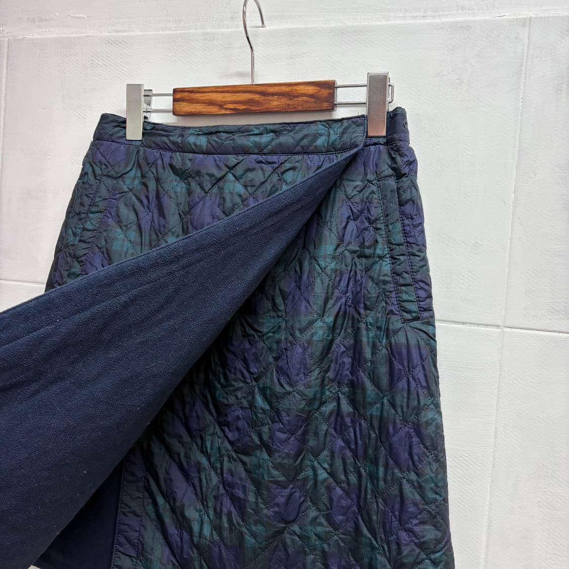 타탄 체크 퀼팅 랩 기모 미니 스커트  상품이미지2