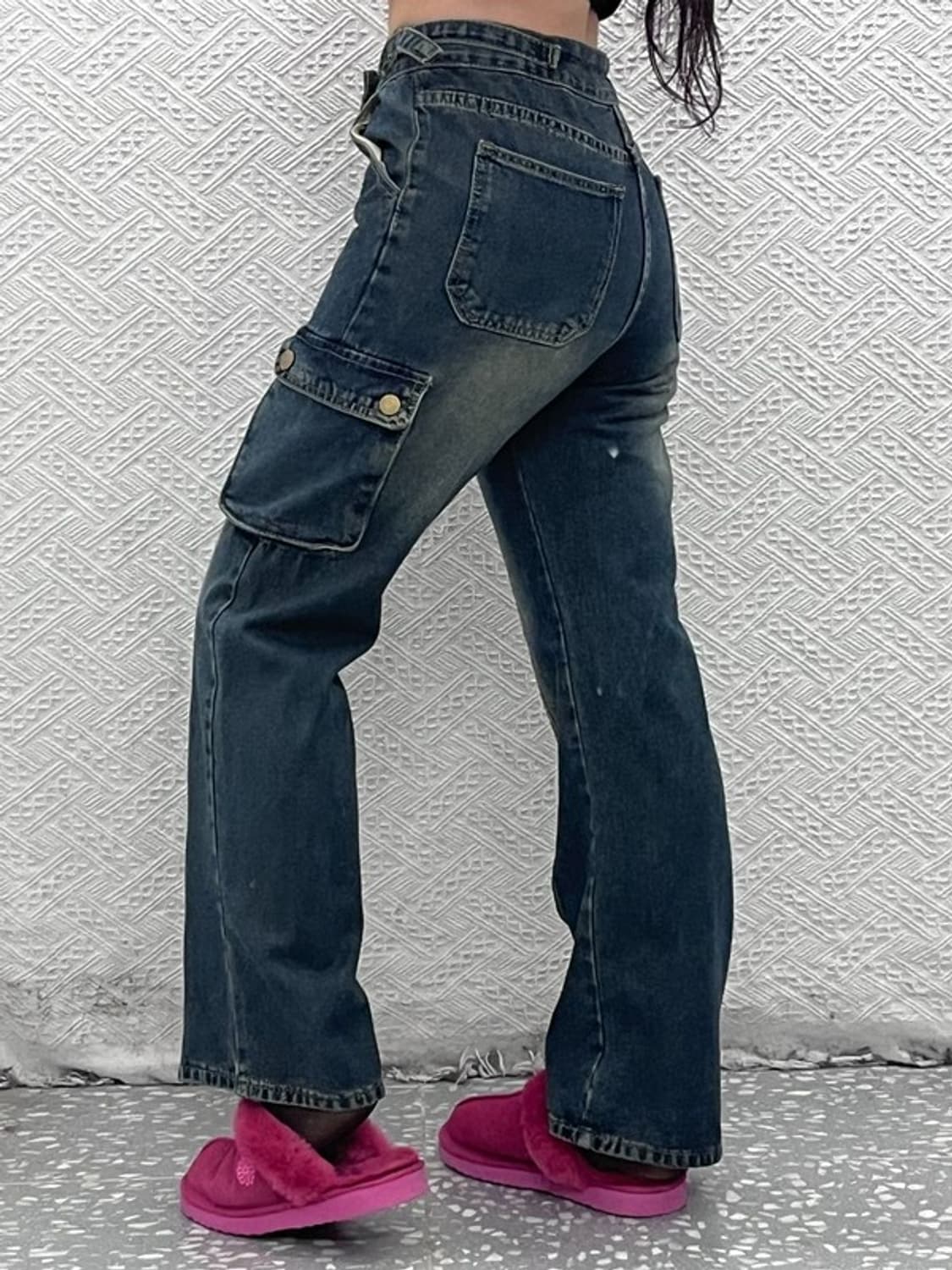 빈티지 Y2K 올드스쿨 빈티지 워싱 데님 카고팬츠 M C07835 상품이미지1