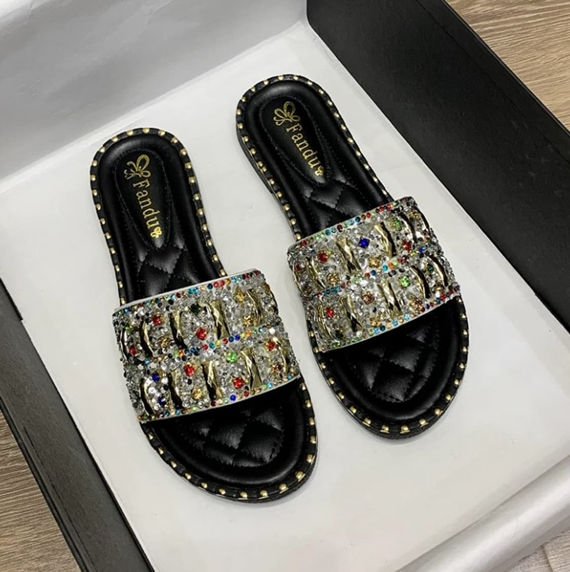 블링블링 라인스톤 장식 슬리퍼 230mm (새상품) 상품이미지2