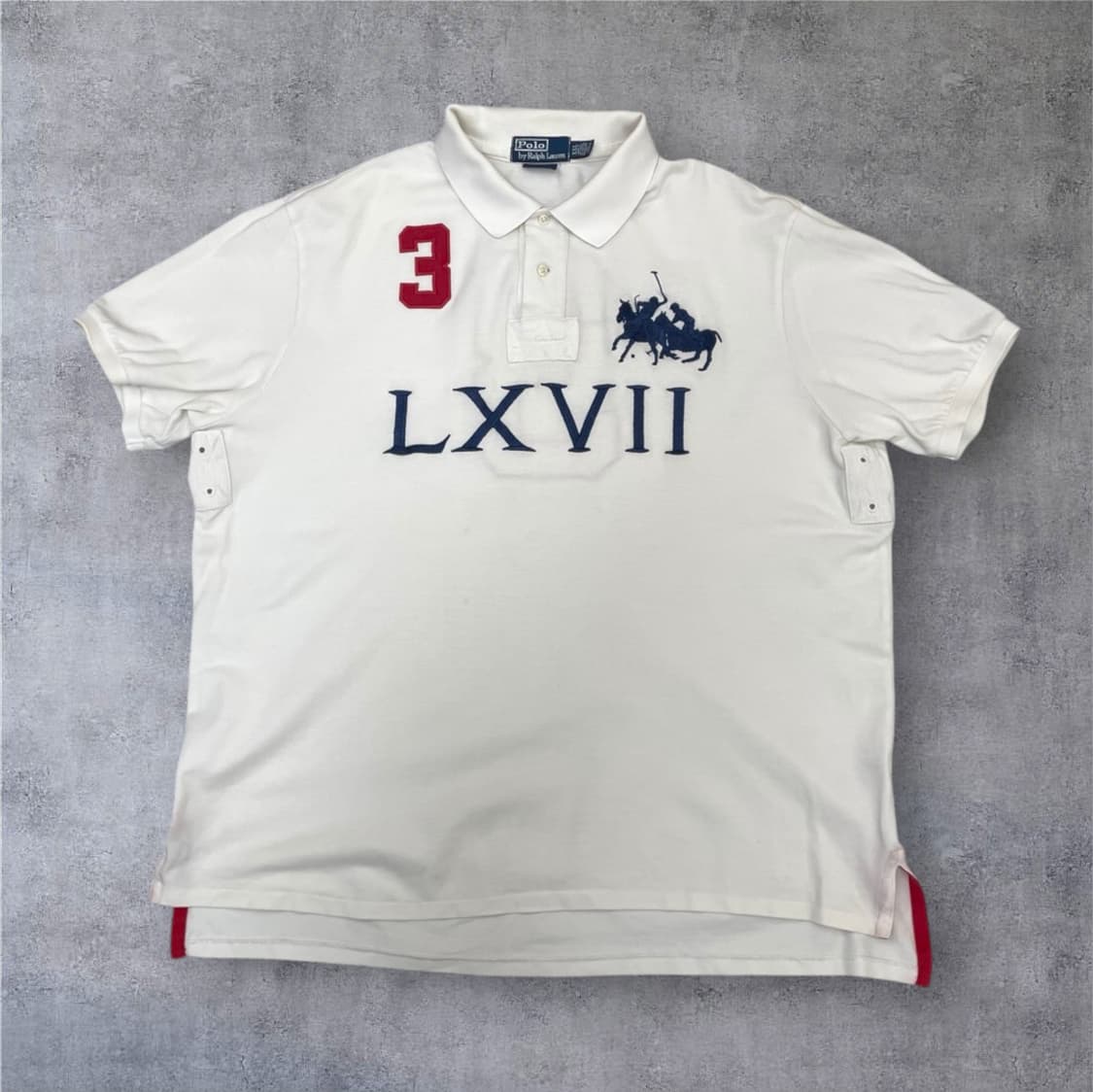 폴로 랄프로렌 화이트 빅포니 럭비 반팔 카라티 2XL 상품이미지1
