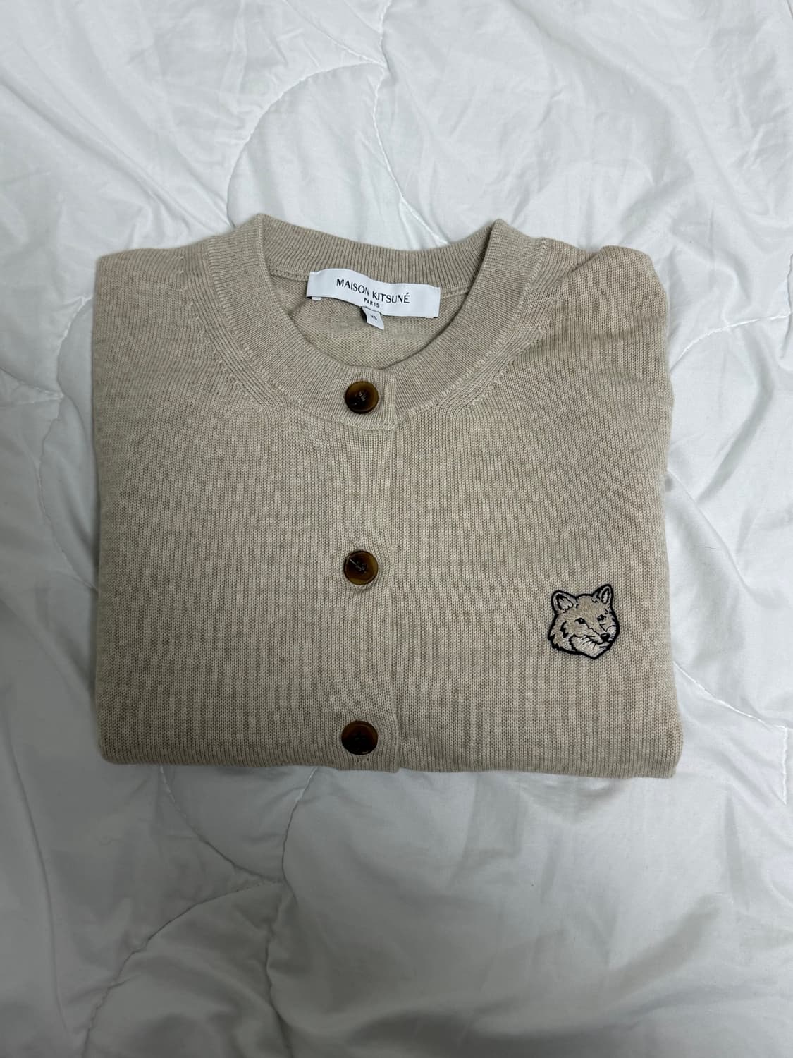 (새상품) 메종키츠네 폭스 헤드 가디건 라이트 베이지 XS 상품이미지4