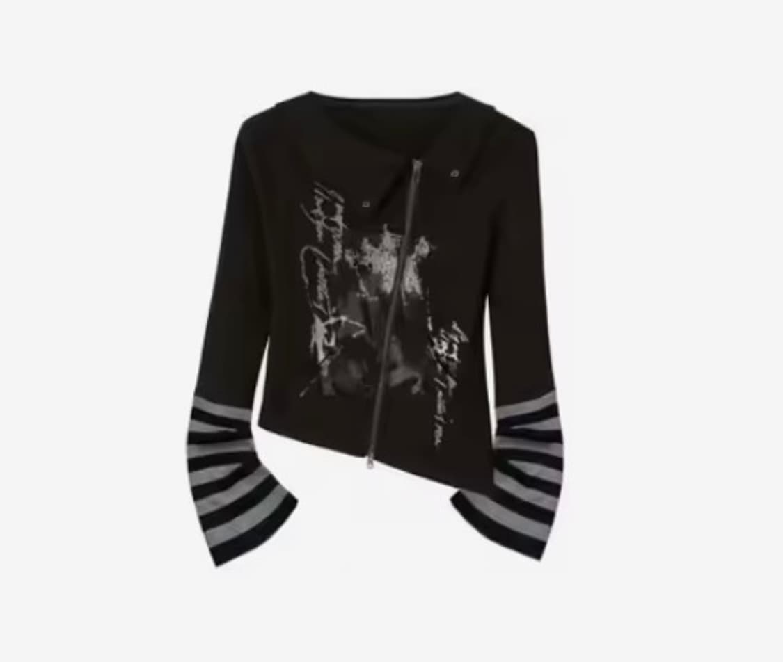 그런지 프린트 집업 티셔츠 락시크 그런지 지뢰계 갸루 긱시크 상품이미지1