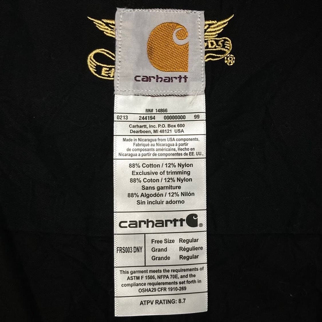 Carhatt 칼하트 패치 로고 블랙 코튼 오버핏 셔츠 상품이미지3