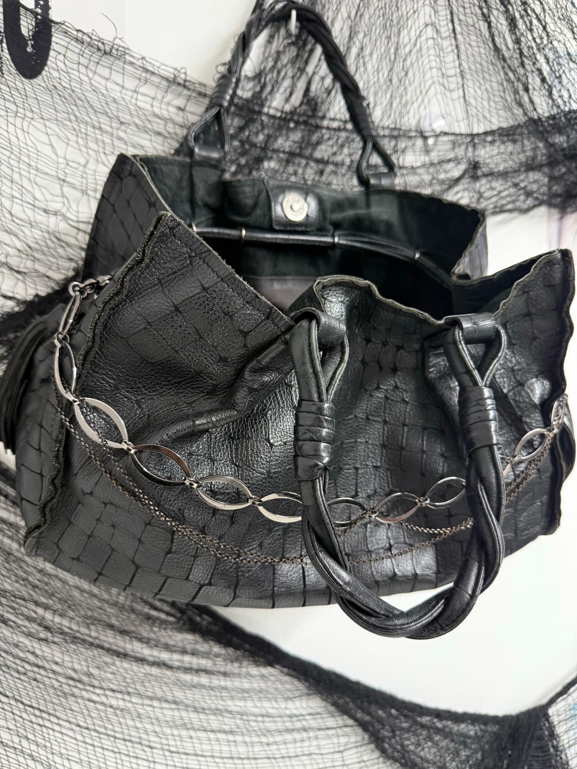 00s chain detail leather bag 상품이미지2