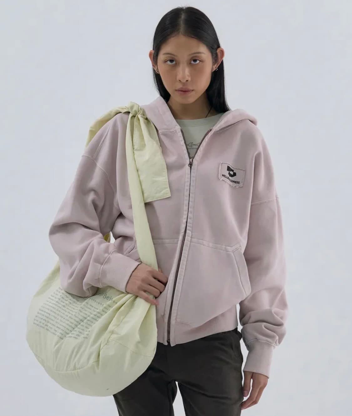 웰빙 익스프레스 로고 패치 후드집업 핑크 m 상품이미지1