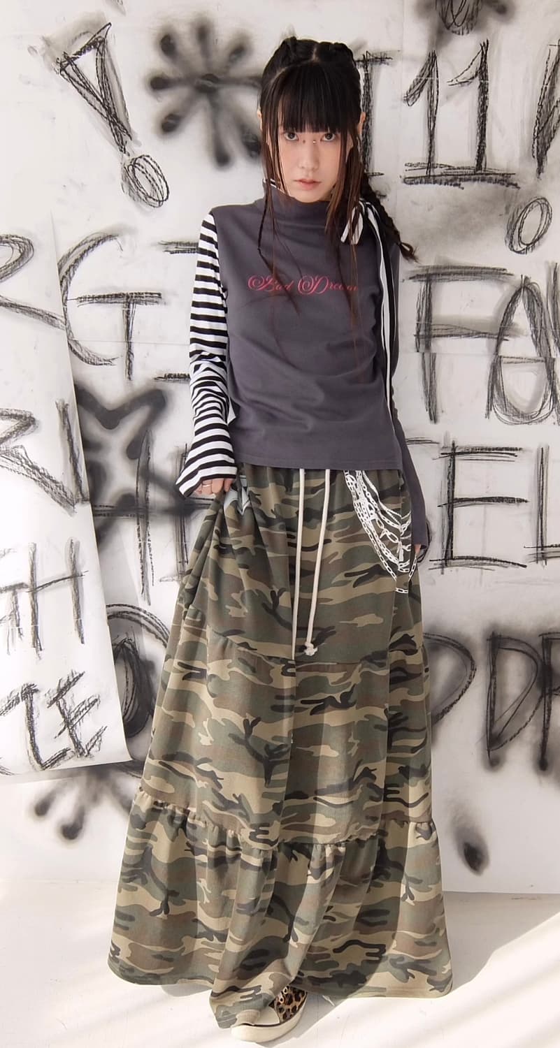 maxi jersey tiered skirt (camou) 상품이미지3