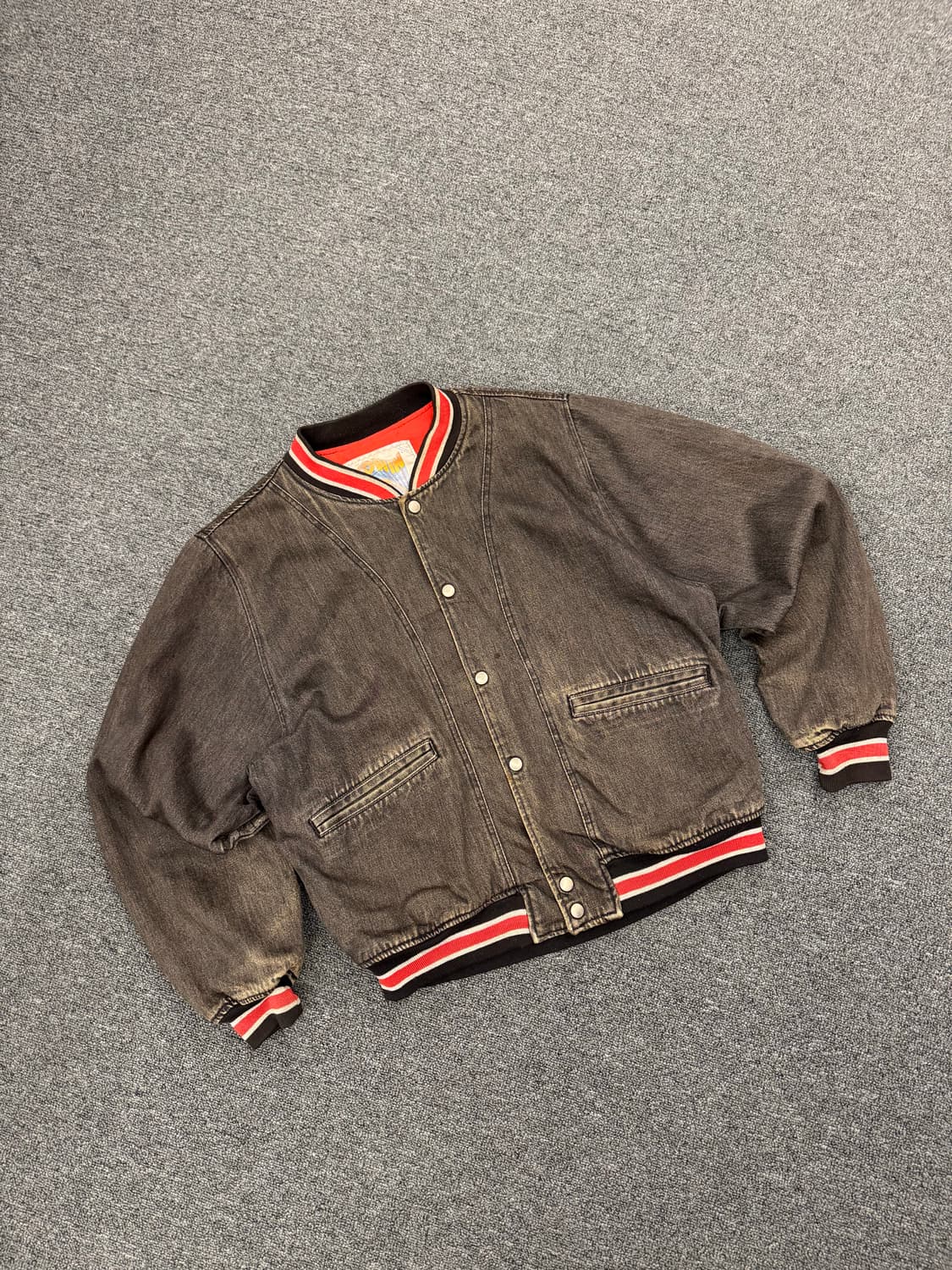 L)90‘s 에드윈 흑청 바시티 자켓 상품이미지1