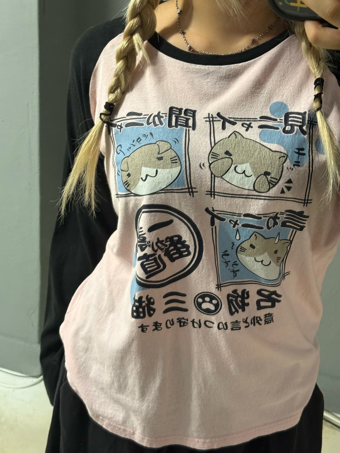 Necobuchi-san printing long sleeve 상품이미지3