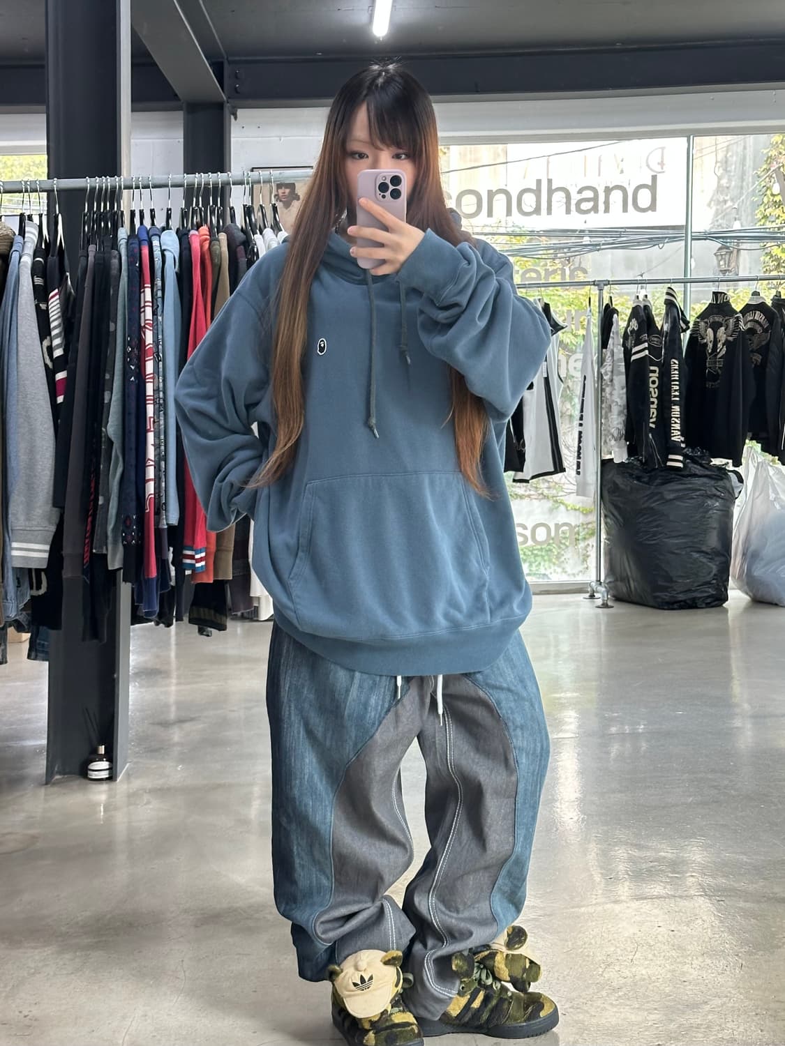 베이프 재팬 자수사루 풀오버 후드티 상품이미지2