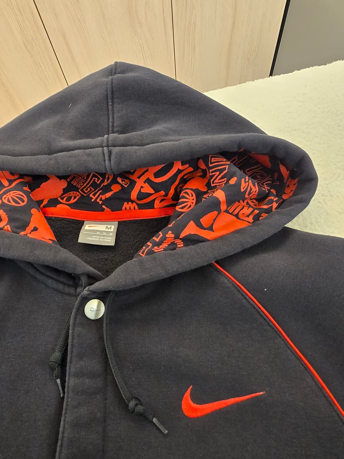나이키 후드 버튼 블랙 바시티자켓 M (크게나옴 L/XL추천) 상품이미지6