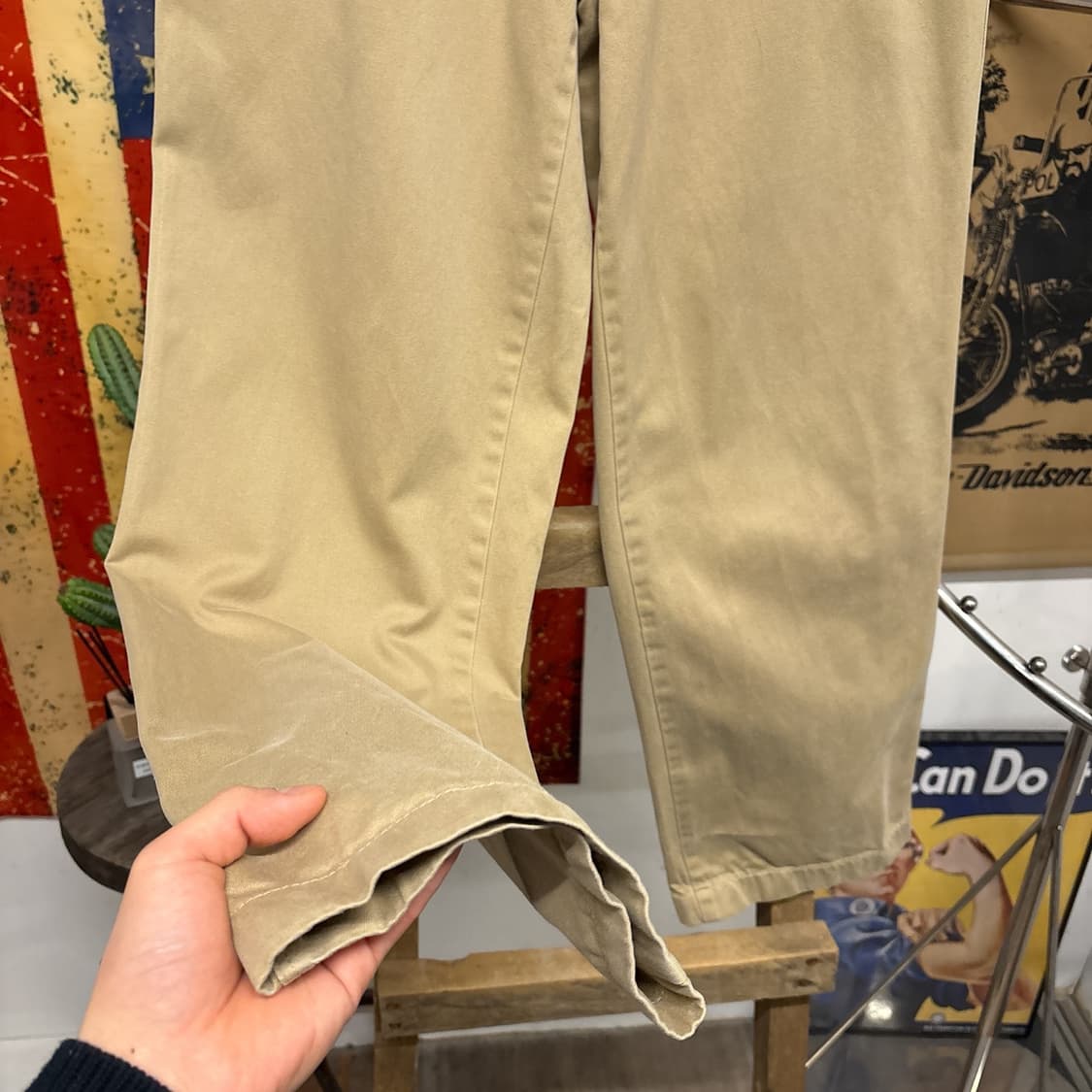 90s 쇼트 클래식 오피서 치노팬츠 플랫프론트 베이지 N769 상품이미지4