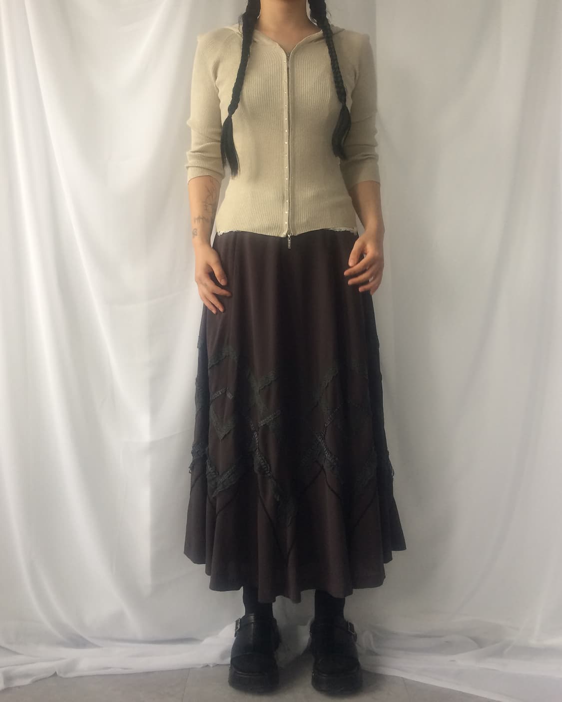 Lace trimming point long skirt 상품이미지5