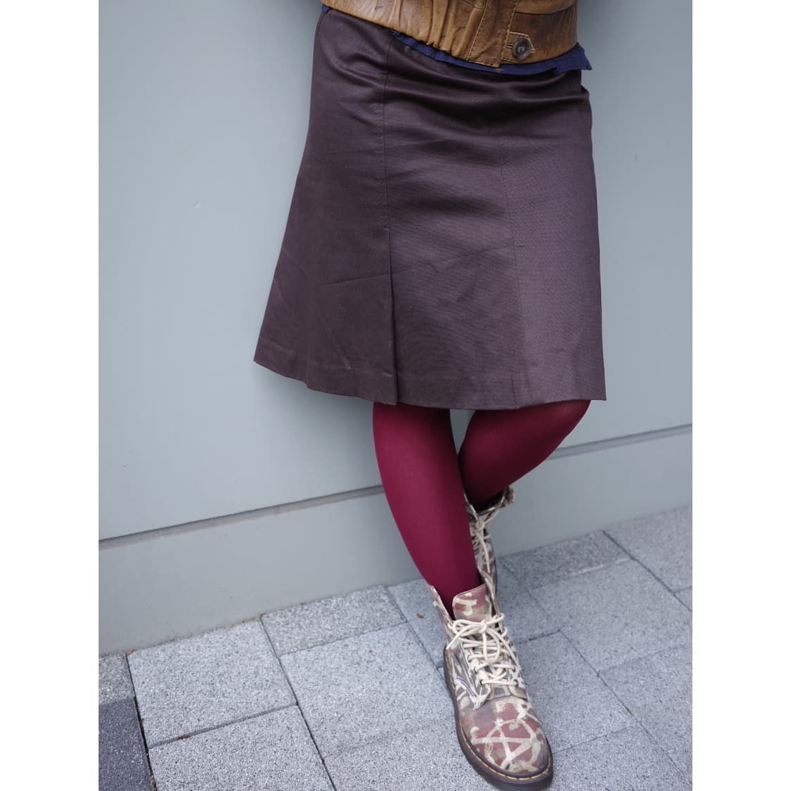 빈티지 브라운 미디 스커트 상품이미지1