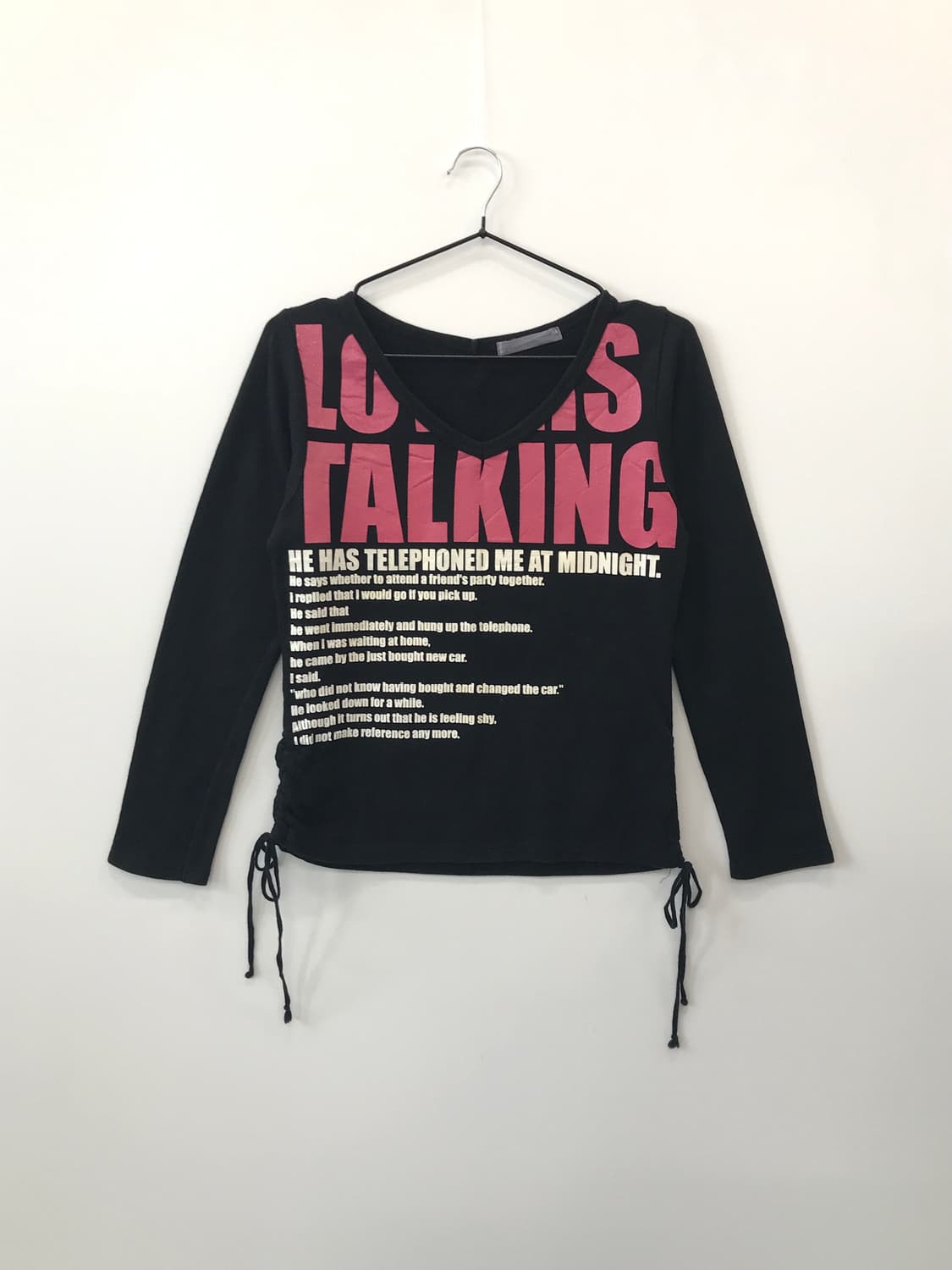 Jpn Punk Lettering Drawstring V-Neck Top 상품이미지5
