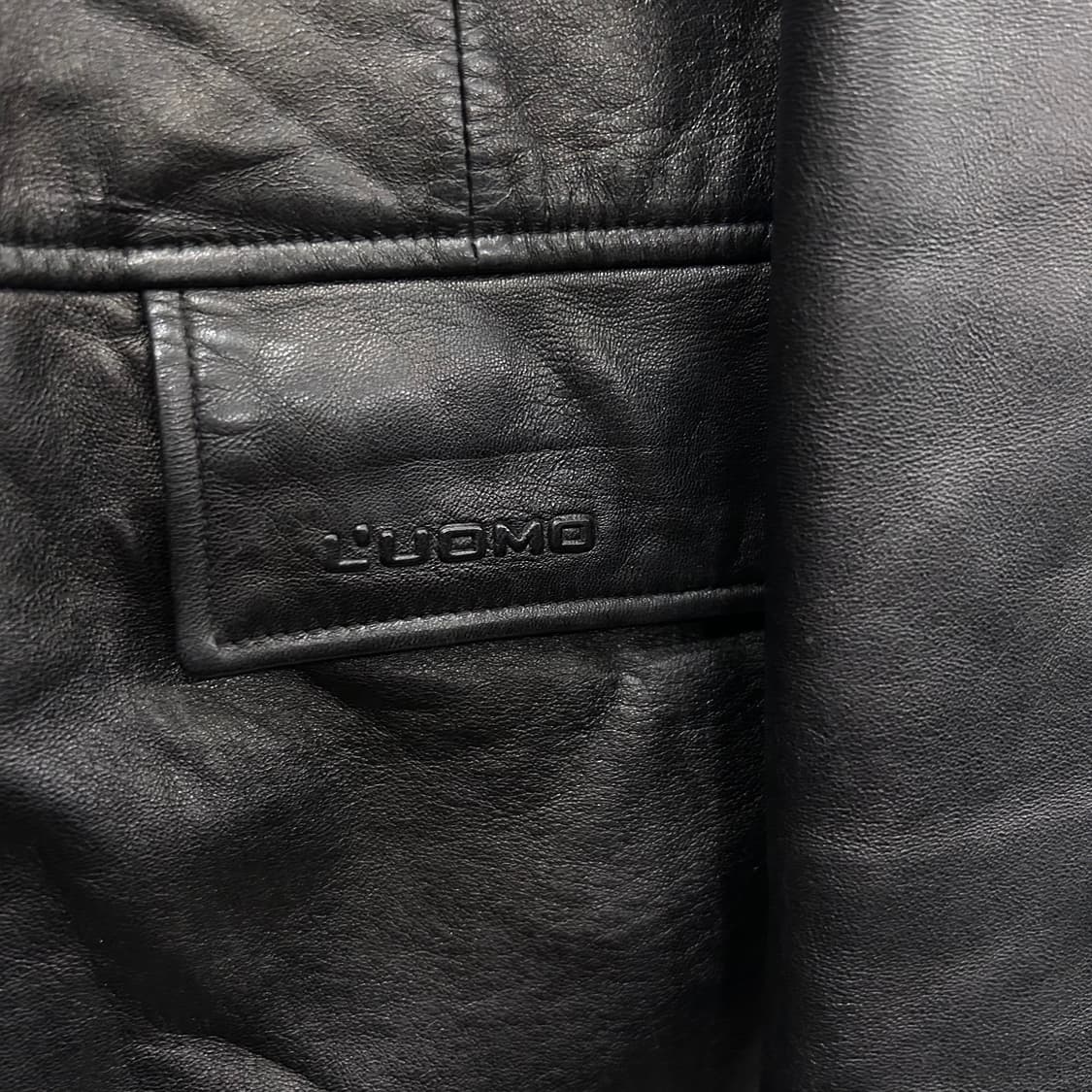 워모 램스킨 히든버튼 레더 롱 코트자켓 상품이미지3