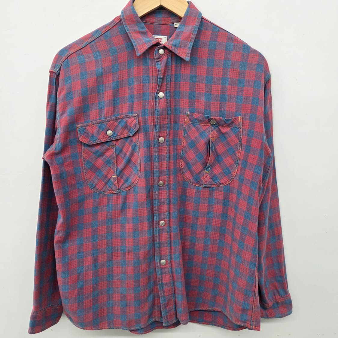 리바이스 레드/네이비 체크 남방 남m 상품이미지2