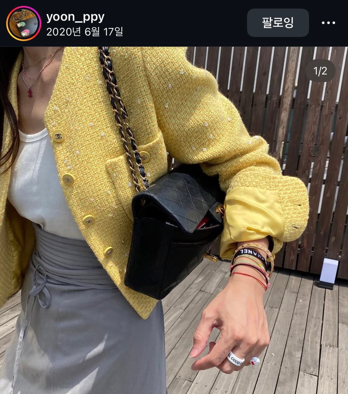 샤넬 핑크 시퀸 트위드 자켓 (55-66사이즈) / 빈티지  상품이미지10