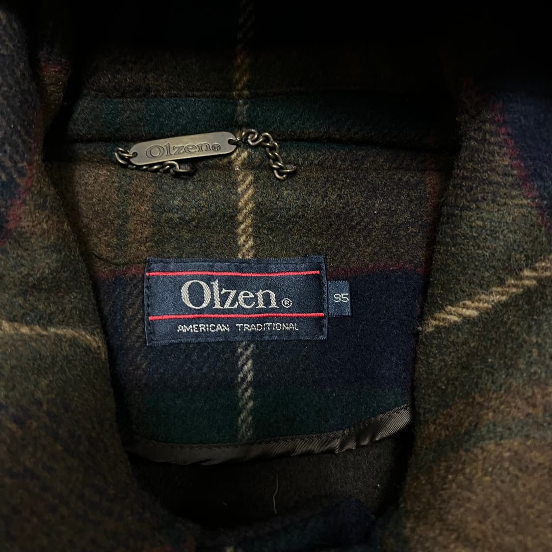 올젠 체크 후드 울 싱글 브레스티트 코트 [브라운] M/95 상품이미지4