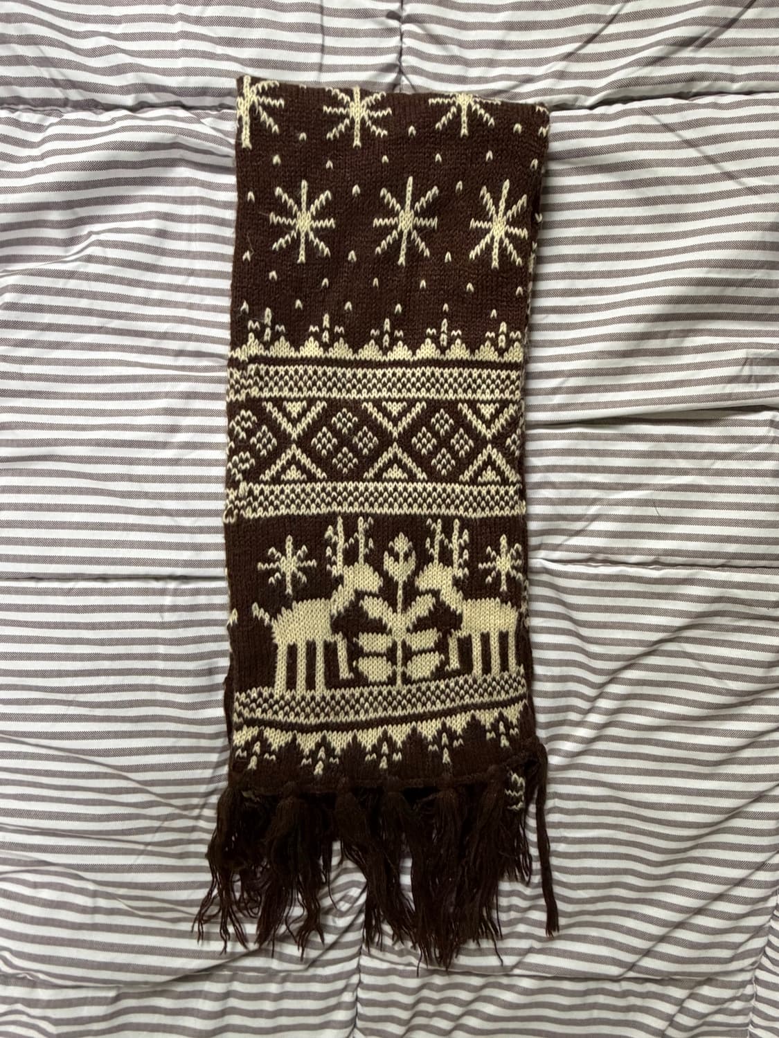 빈티지 노르딕 사슴 브라운 머플러 목도리 상품이미지2