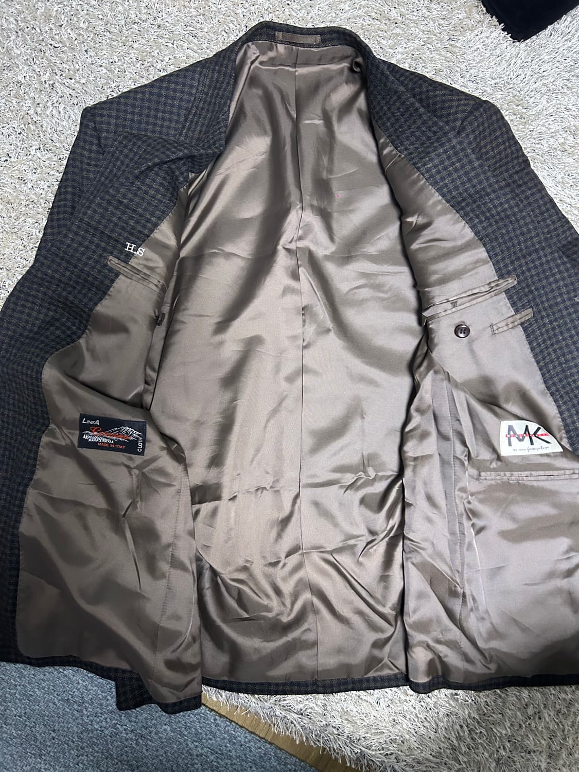 이태리원단 일제 체크블레이저 사이즈 105~110 상품이미지5