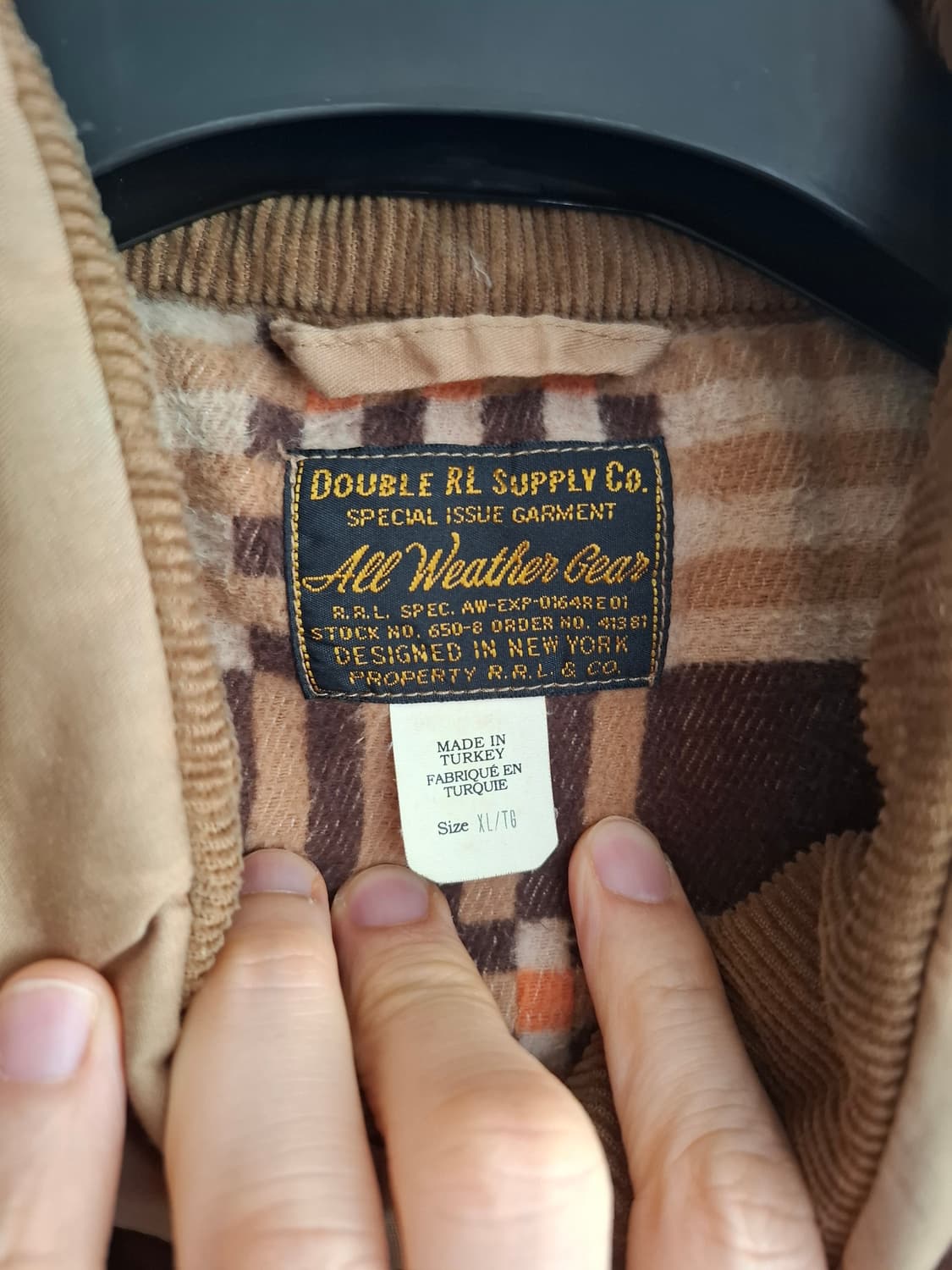 XL 더블알엘 레더 요크 패딩 빈티지 브라운 가죽 패치 퀼팅 자켓 상품이미지2