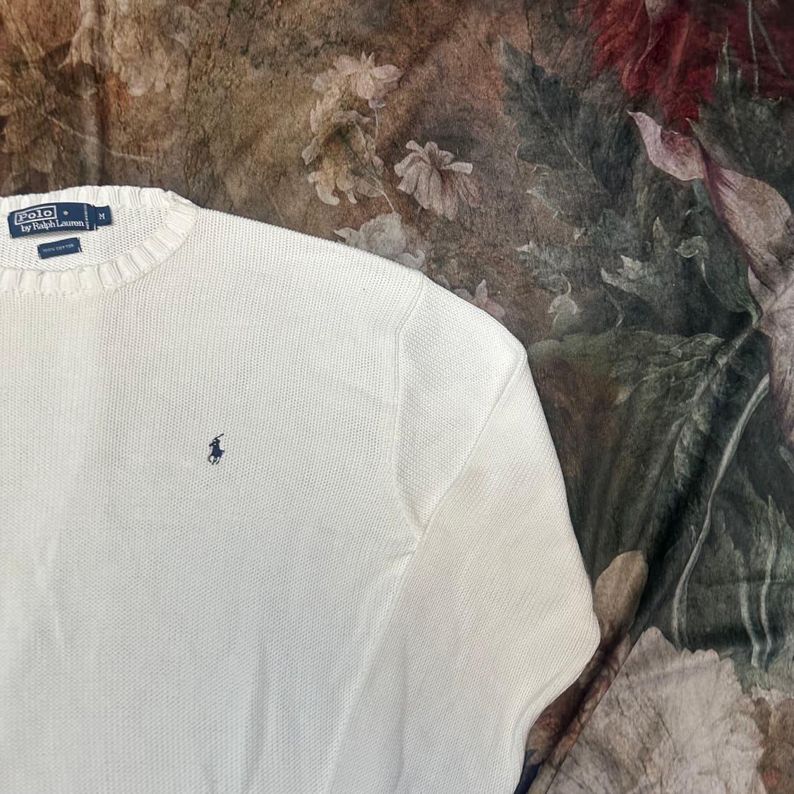 폴로 랄프로렌 빈티지 스몰 포니로고 화이트코튼니트 M 상품이미지2