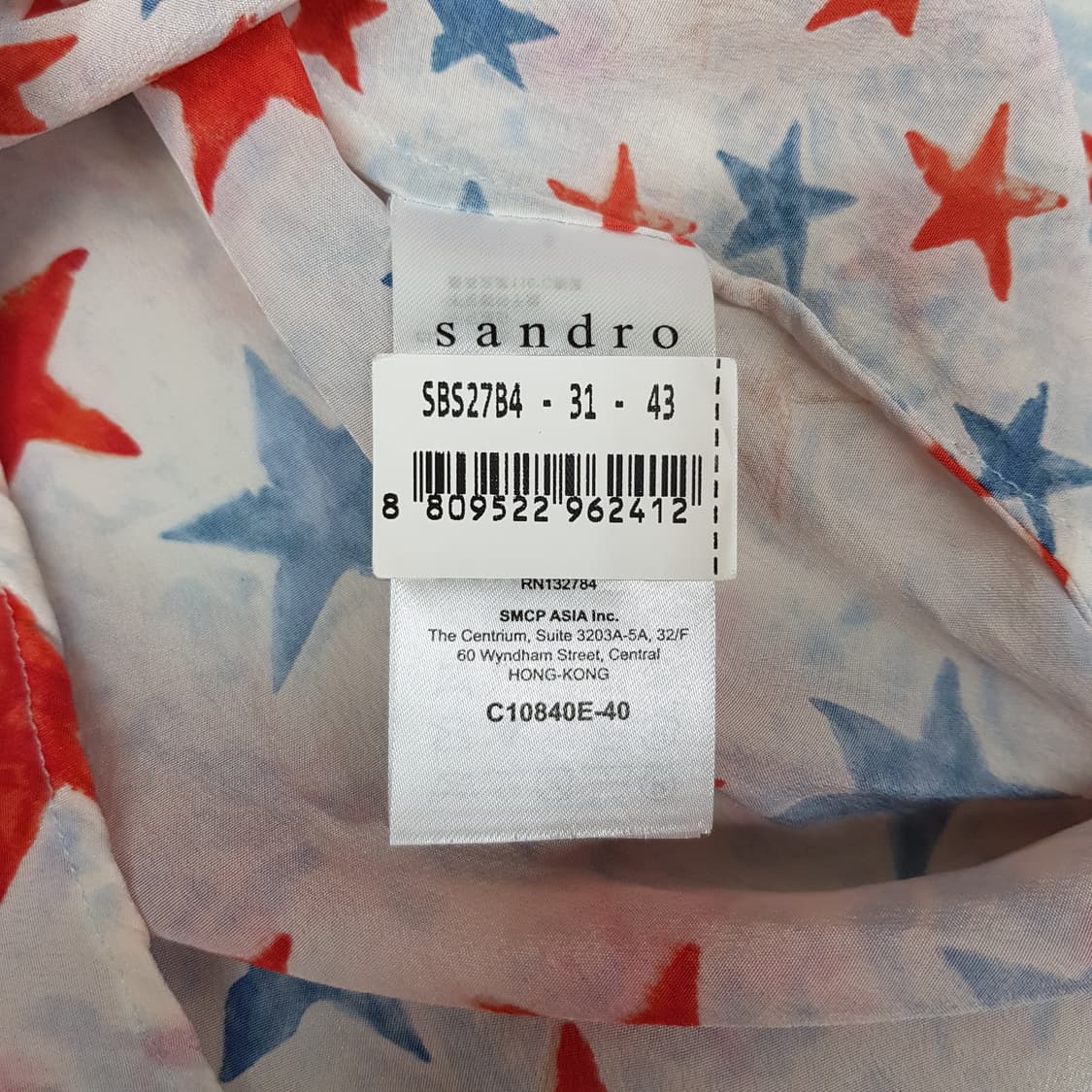 산드로 스타 패턴 실크 리본 블라우스 1사이즈 상품이미지7