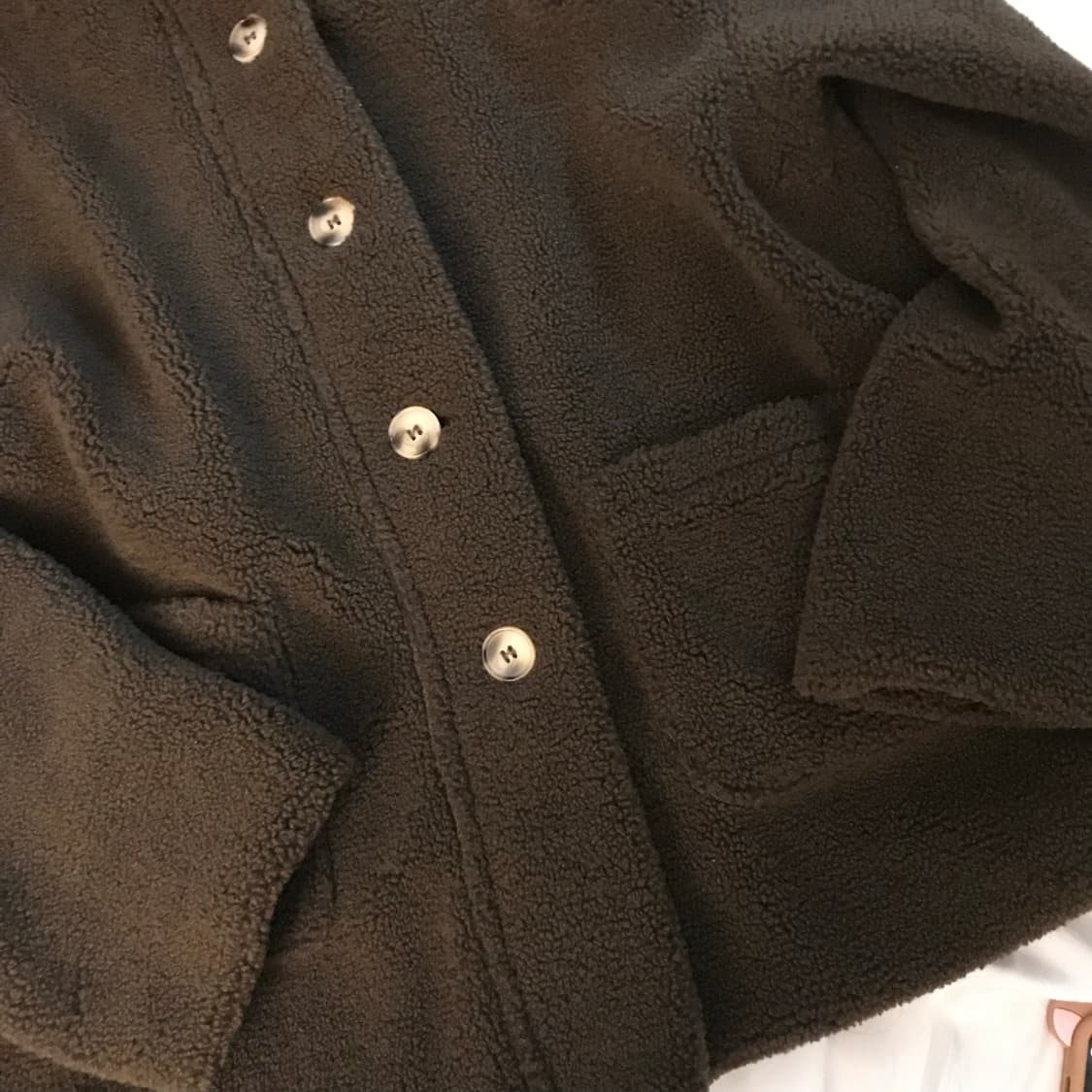 Vintage 모리걸 라떼갸루 브라운 하이넥 뽀글이 자켓 상품이미지4