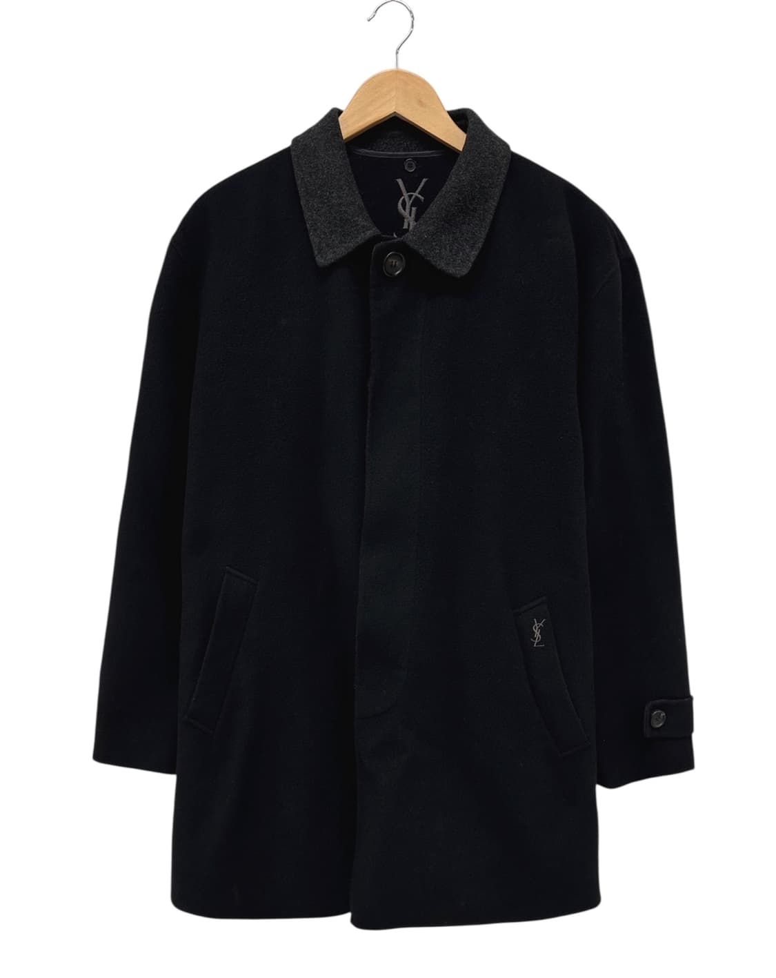 90s YSL 생로랑 울 코트 블랙 (L~XL) 상품이미지1