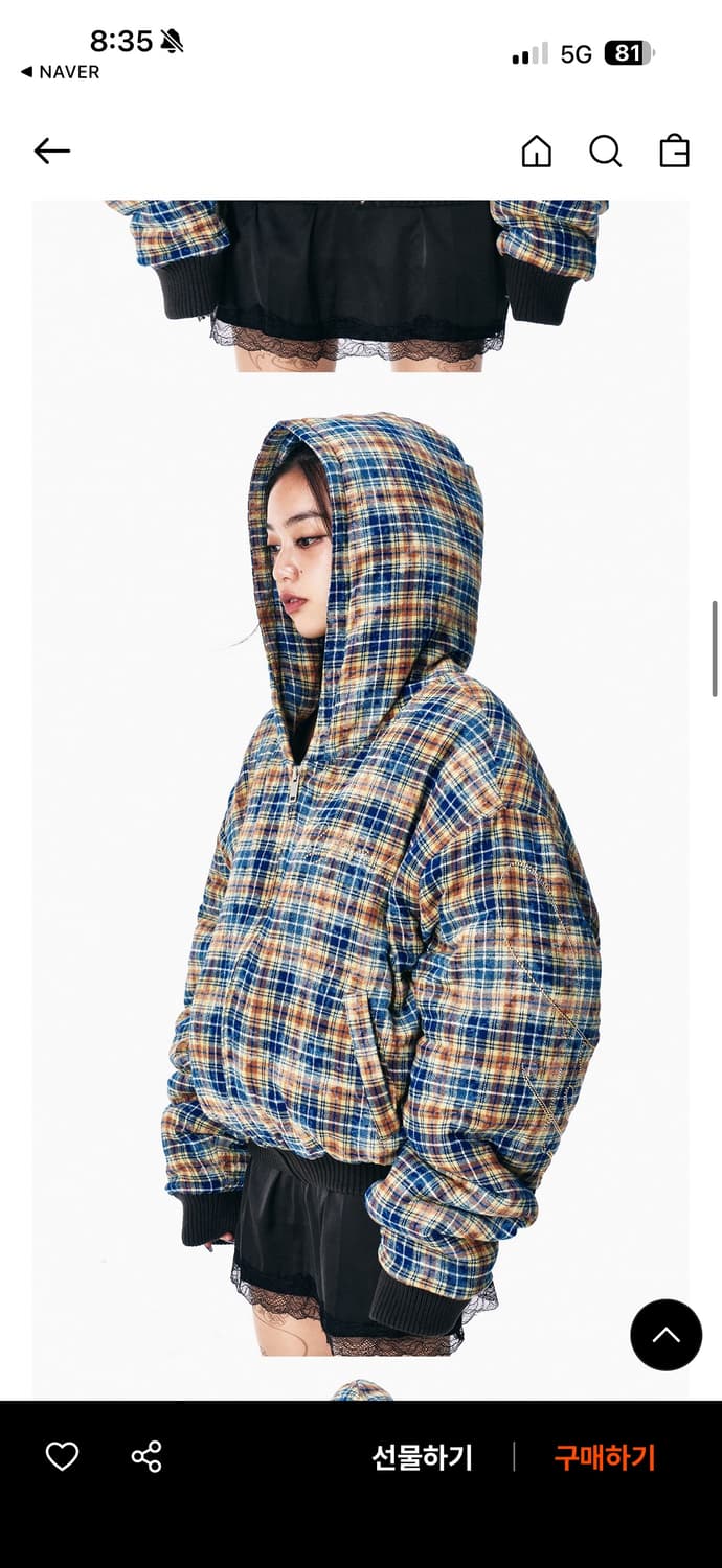YEEL CUBIC TARTAN CHECK HOODIE JUMPER 상품이미지3