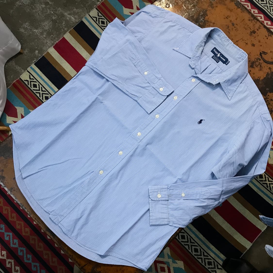 폴로랄프로렌 블루 멀티 스트라이프 셔츠 남성 110 115 빅사이즈 상품이미지2