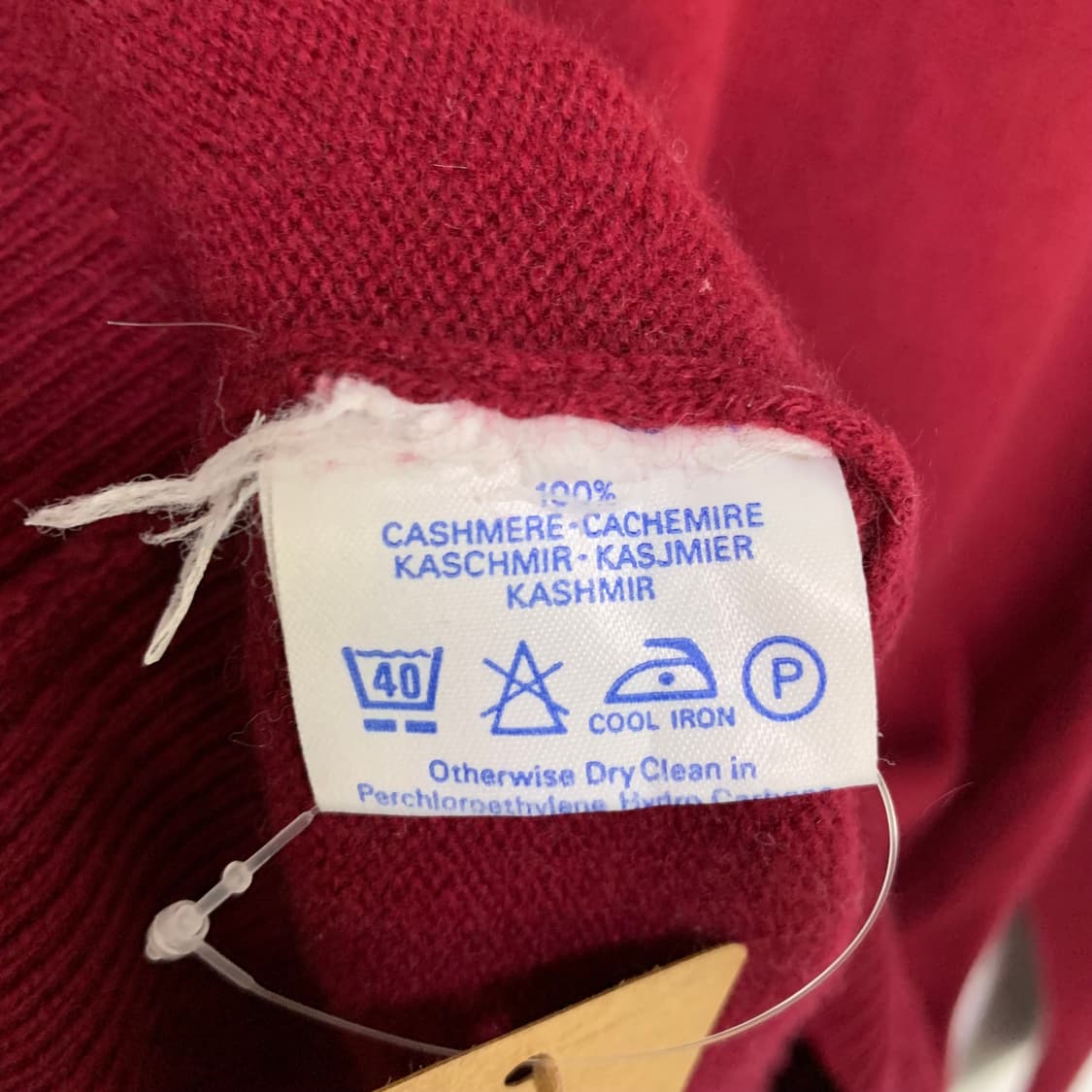 빈티지 캐시미어 100% 니트 스웨터 라운드넥 버건디 상품이미지4
