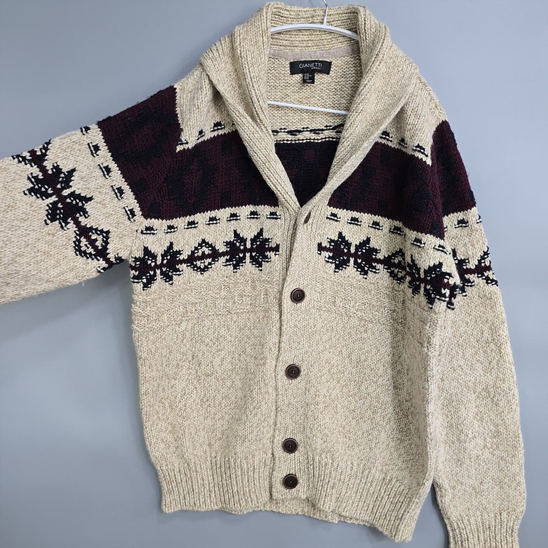 지아네티(GIANETTI) 이태리 숄카라 니트 가디건 XL 상품이미지2