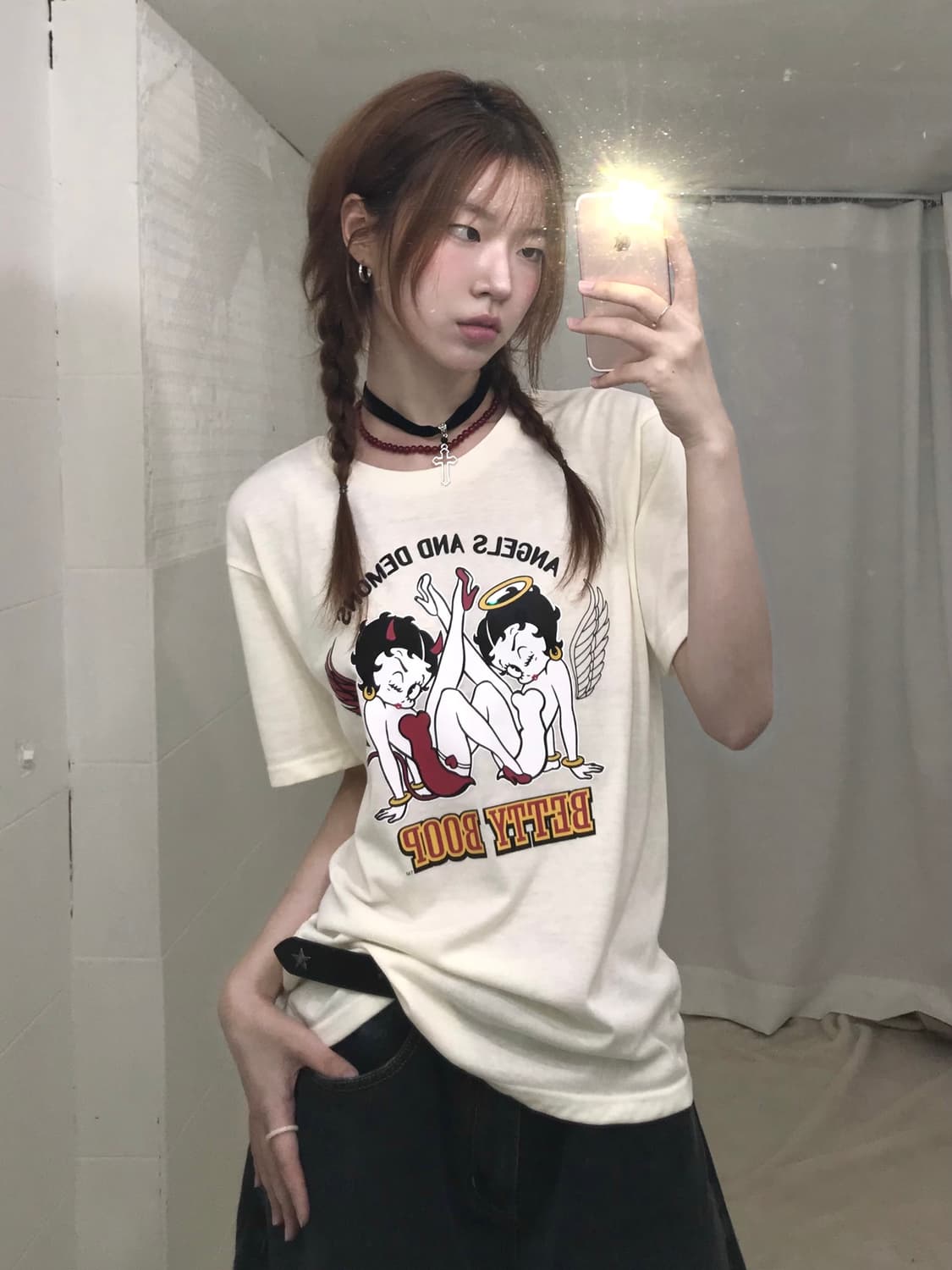 💋 베티붑 앤젤 앤드 데몬 프린팅 반팔 티셔츠 상품이미지1