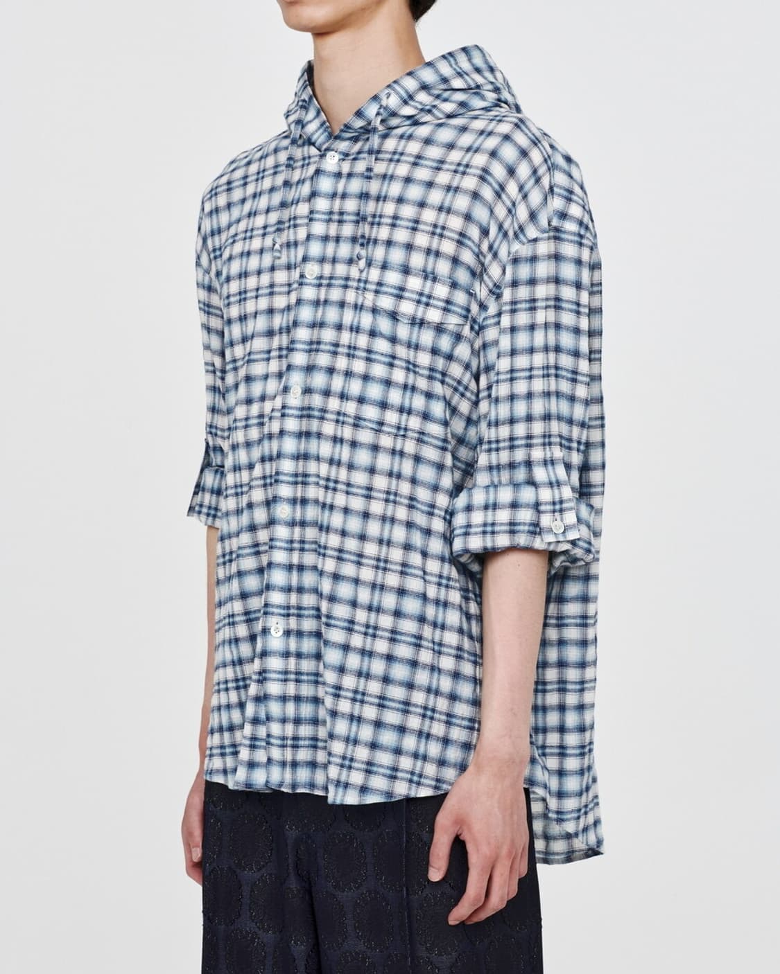 애프터프레이 체크 후드 셔츠 M 상품이미지2