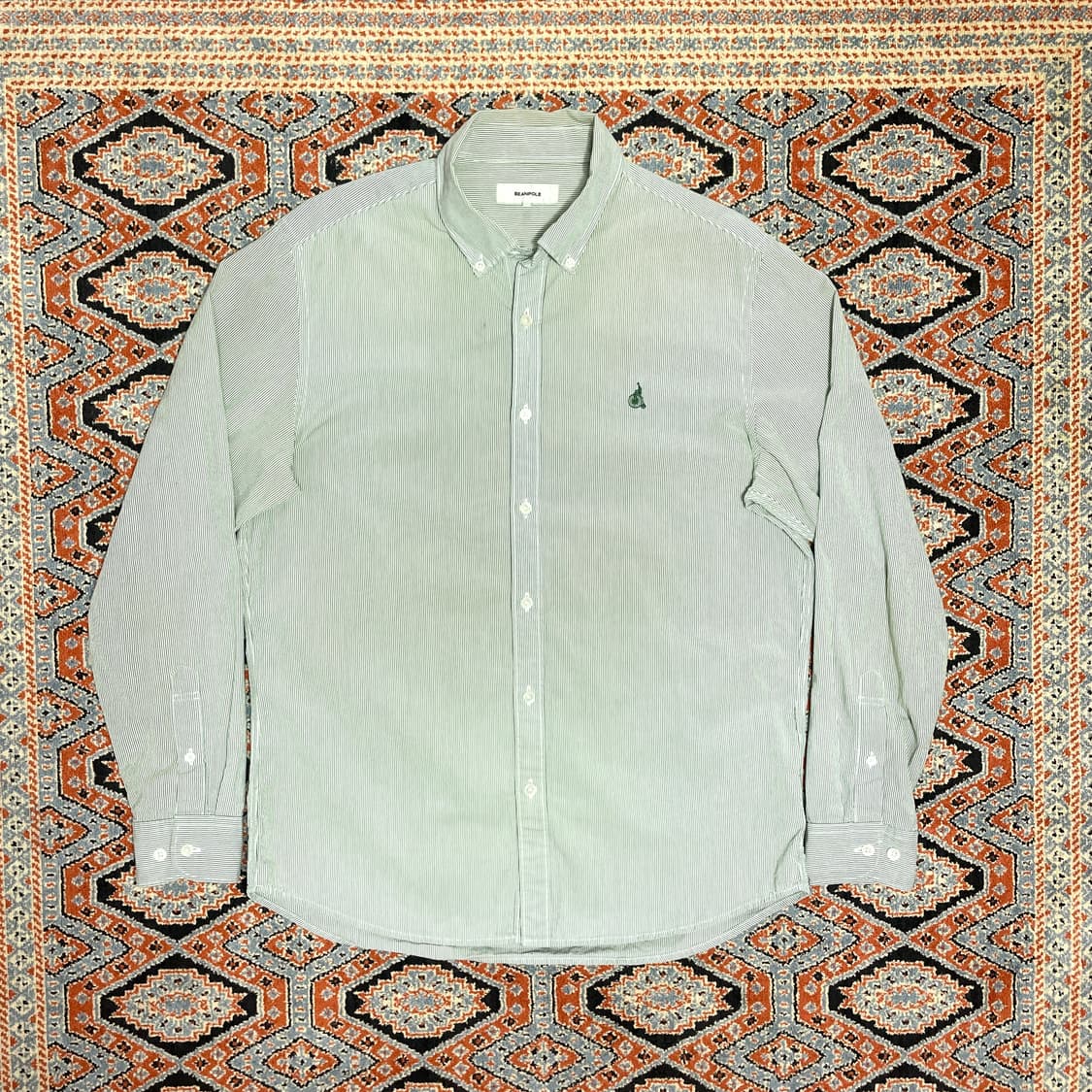 빈폴 그린 스트라이프 면 셔츠 남방 남성L 상품이미지1