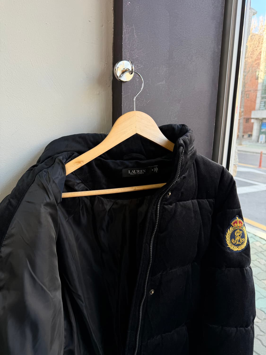 M/ 폴로 랄프로렌 블랙라벨 로고 벨벳 패딩점퍼 상품이미지5