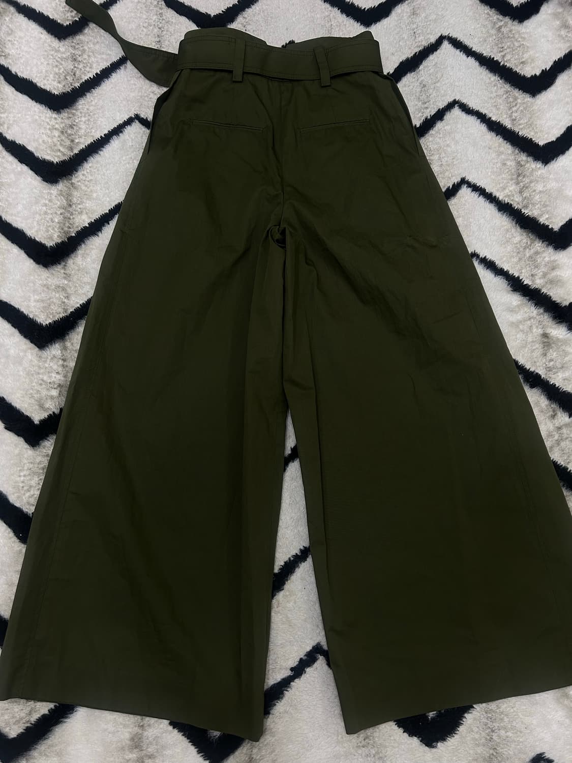 [한국S]ZARA 하이웨스트 벨트 와이드 슬랙스/카키 상품이미지2
