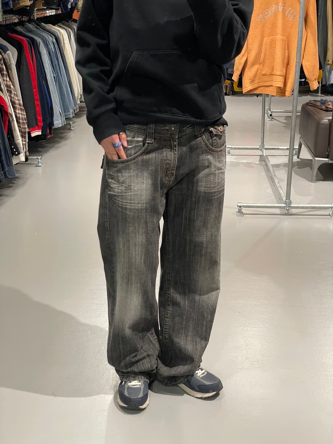 빈티지 흑청 스트레이트핏 데님 팬츠 상품이미지3