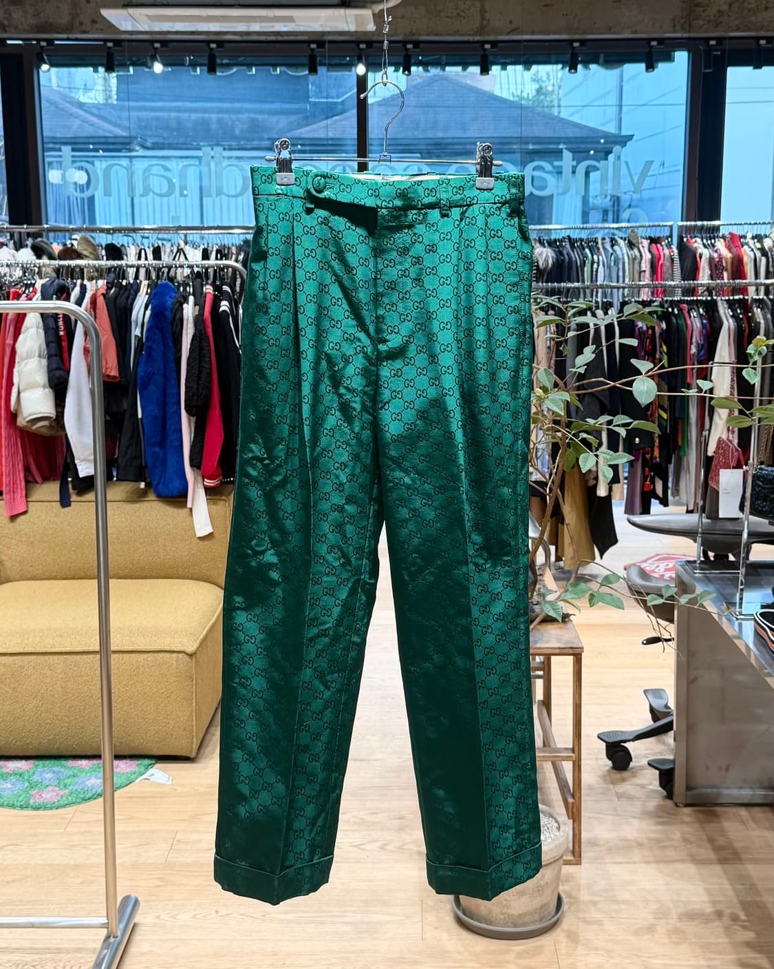 구찌 그린 GG 자카드 레이온 혼방 슬랙스 팬츠  상품이미지1