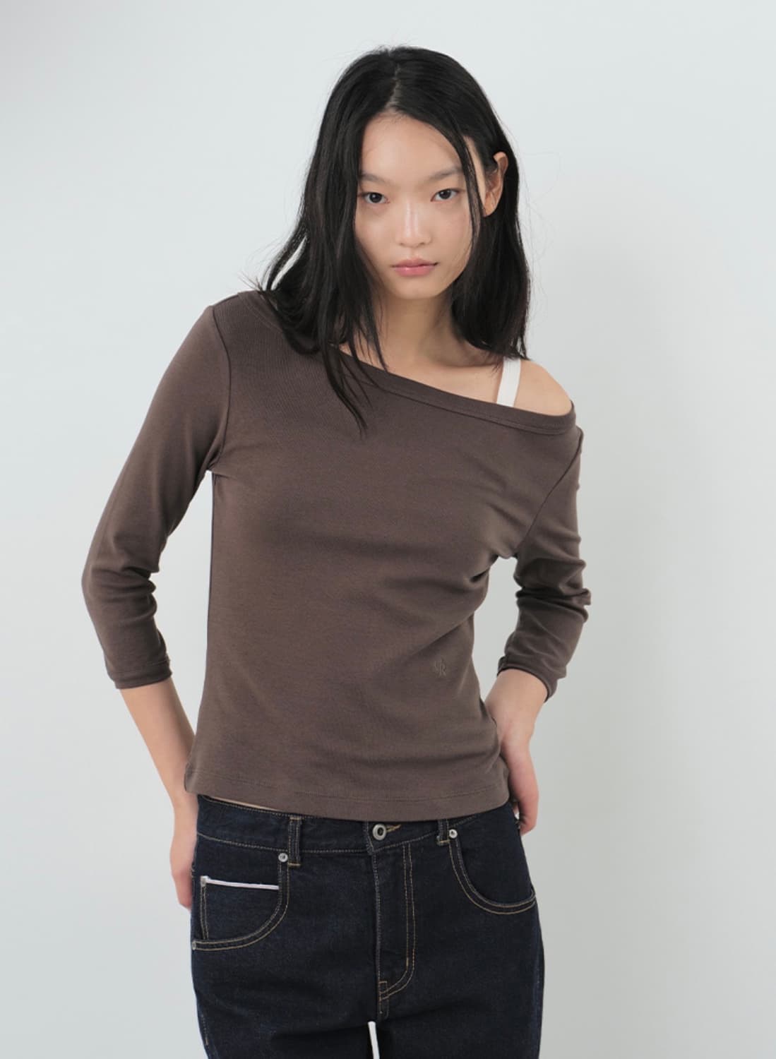 시티브리즈 보트넥 티셔츠 브라운 M 상품이미지3