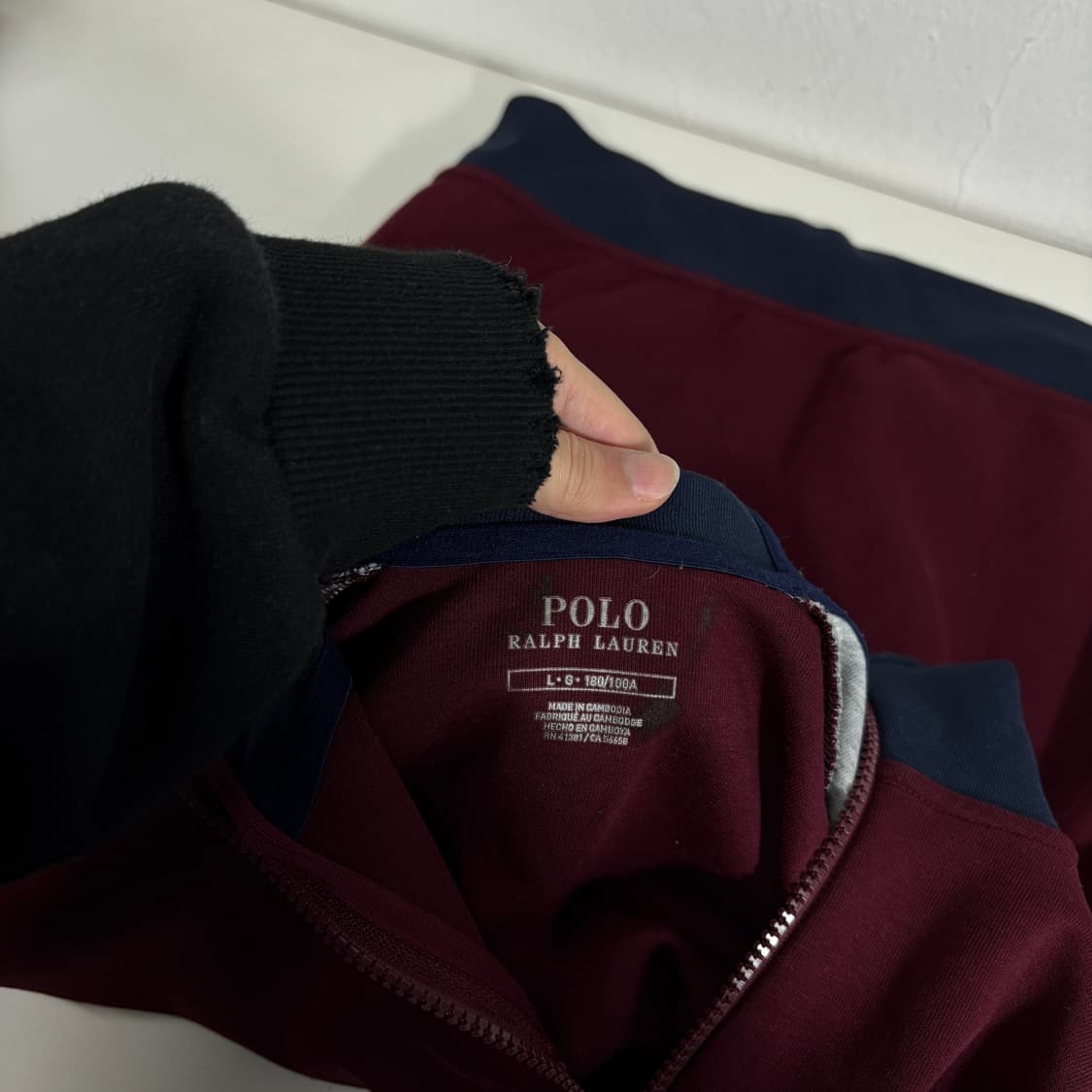 L 폴로 랄프로렌 버건디 레터링 후드집업 상품이미지5