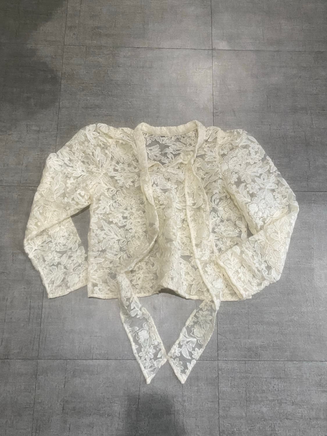 일본빈티지 달천깔페어리 프린세스 크로쉐 타이블라우스 상품이미지1