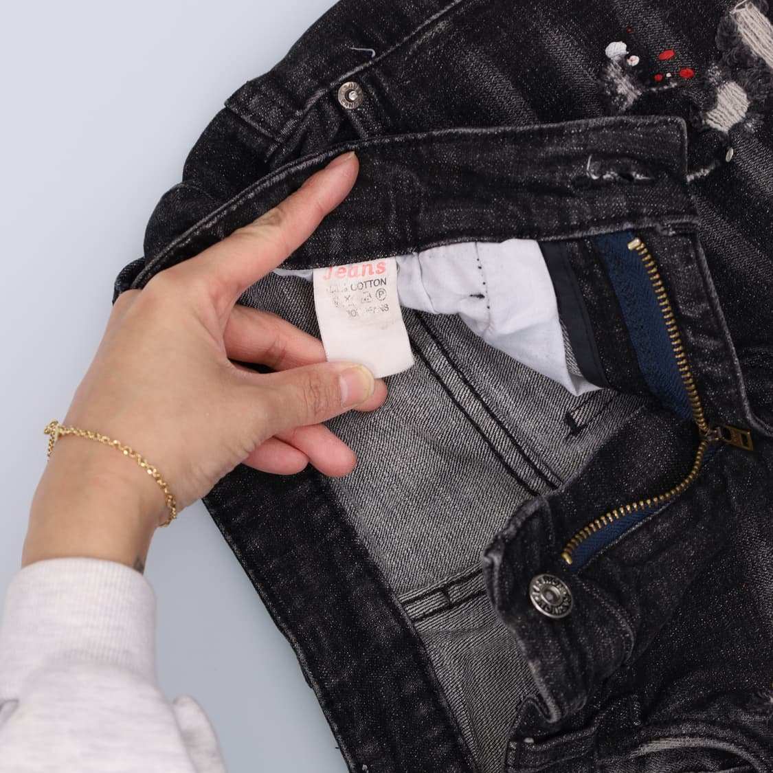 허리단34.5 빈티지 흑청 데님반바지 0320H1 상품이미지5