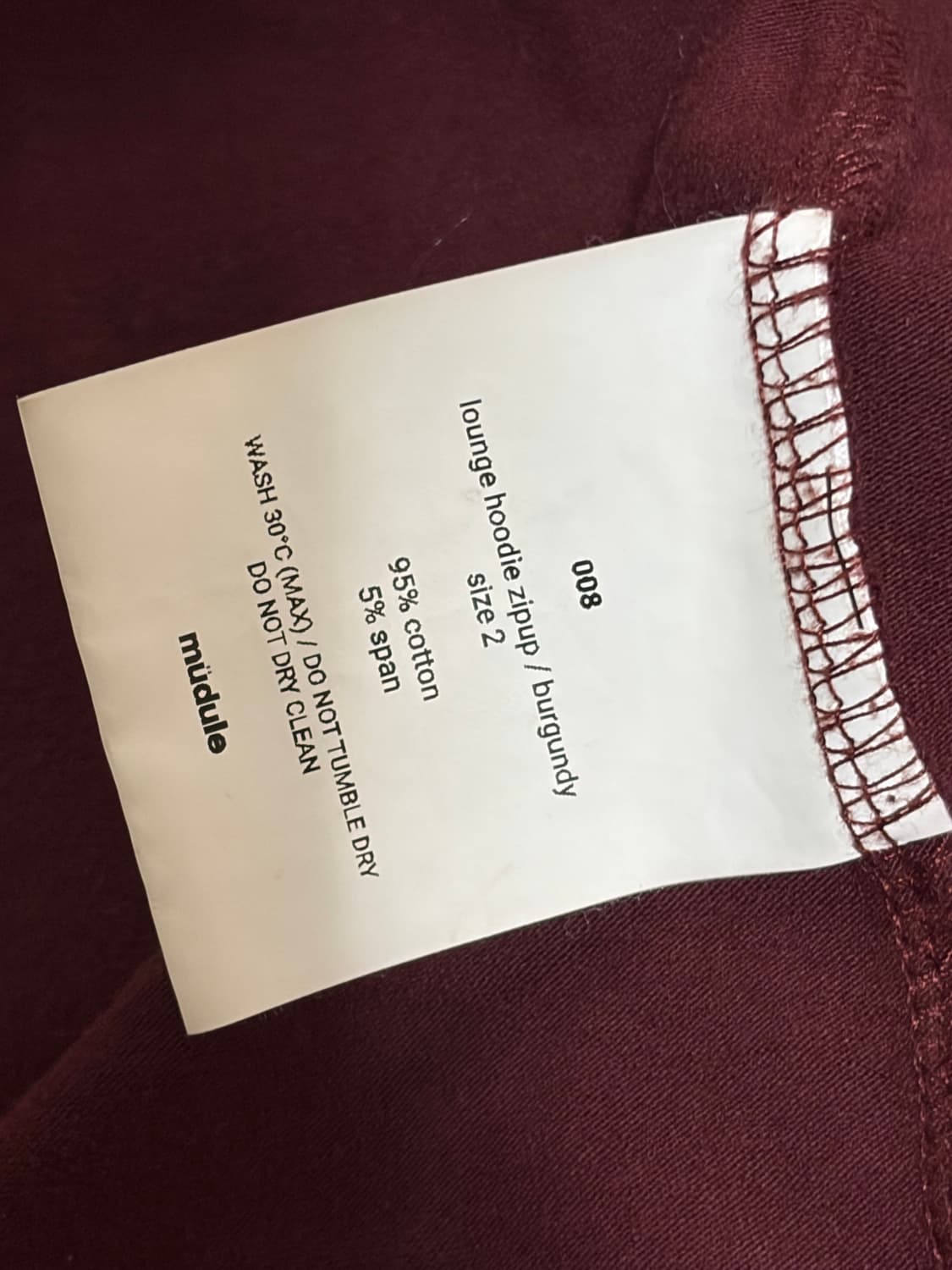 머듈 라운지 후드집업 초판 버건디 2사이즈 상품이미지6