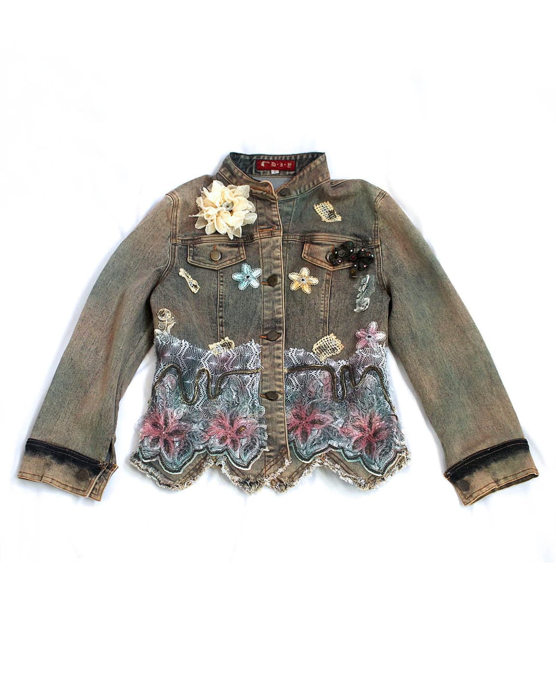 Pastel spray-lace floral jacket+2Brooch 상품이미지1