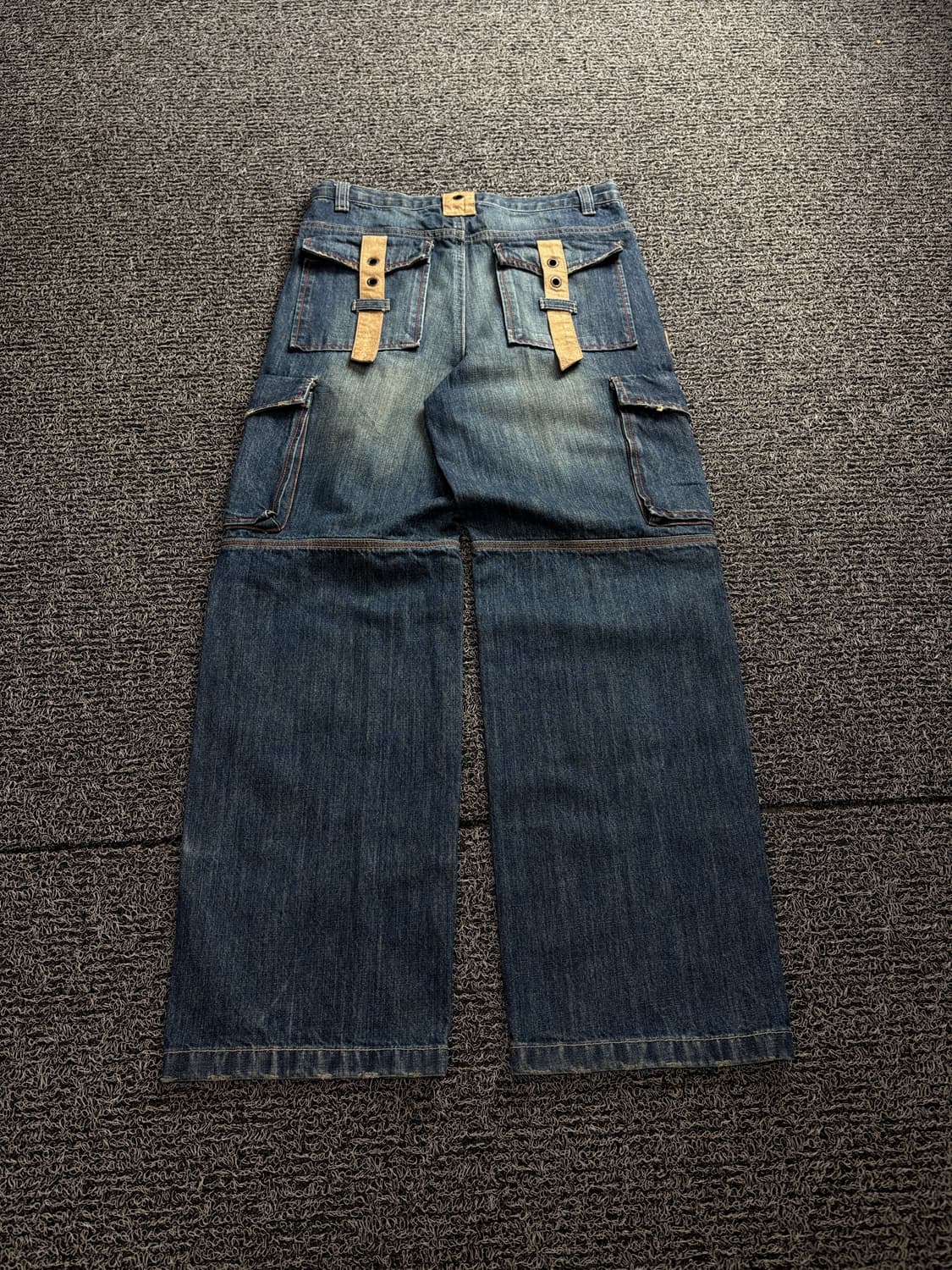 00s y2k 빈티지 퍼티그 카고 데님 팬츠 1477 상품이미지5