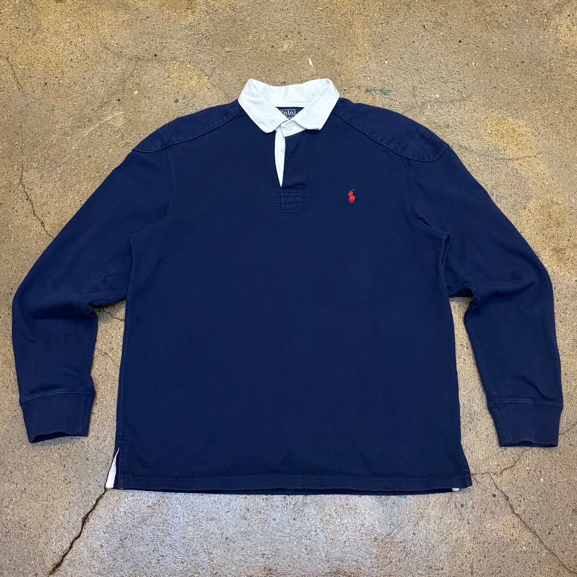 레어 90s 미국 빈티지 폴로랄프로렌 헤비코튼 럭비티 카라티 상품이미지1