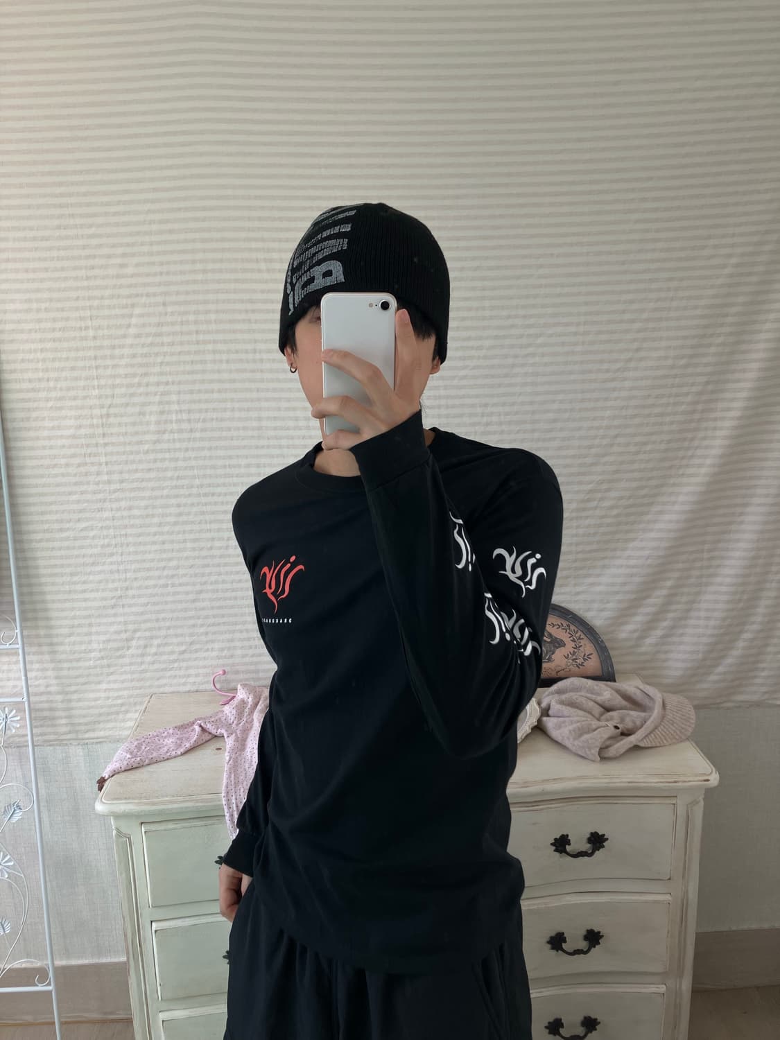 빈티지 갱스터 캐릭터 프린팅 긴팔 751 y2k 스트릿 갸루 펑키 일본빈 상품이미지3